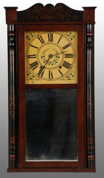 Appraisal: Connecticut Shelf Clock with Mirror Description Stenciled columns Time and