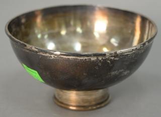 Appraisal: Small sterling hand hammered footed bowl marked sterling mmc ht