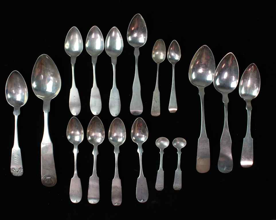 Appraisal: GROUP OF SEVENTEEN AMERICAN COIN SILVER SPOONS INCL T P