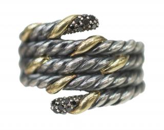 Appraisal: DAVID YURMAN BLACK DIAMOND KT GOLD RING David Yurman silver