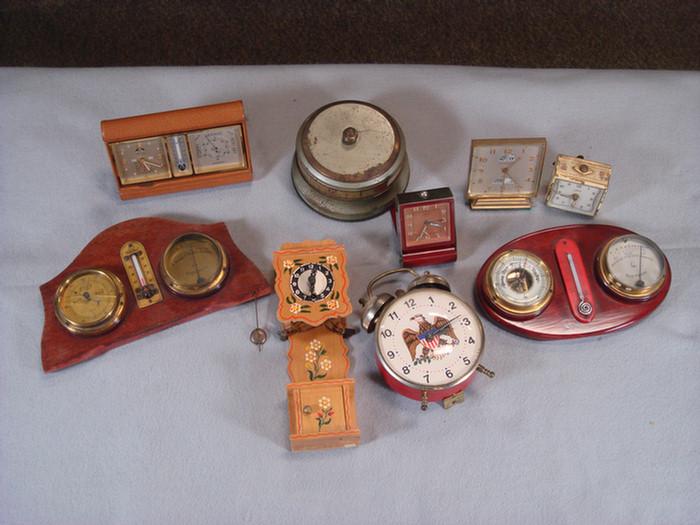 Appraisal: Group of assorted travel clocks and weather stations Estimate -