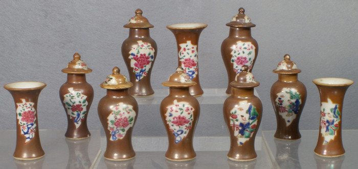 Appraisal: Chinese export porcelain Batavia ware pc assembled miniature garniture set