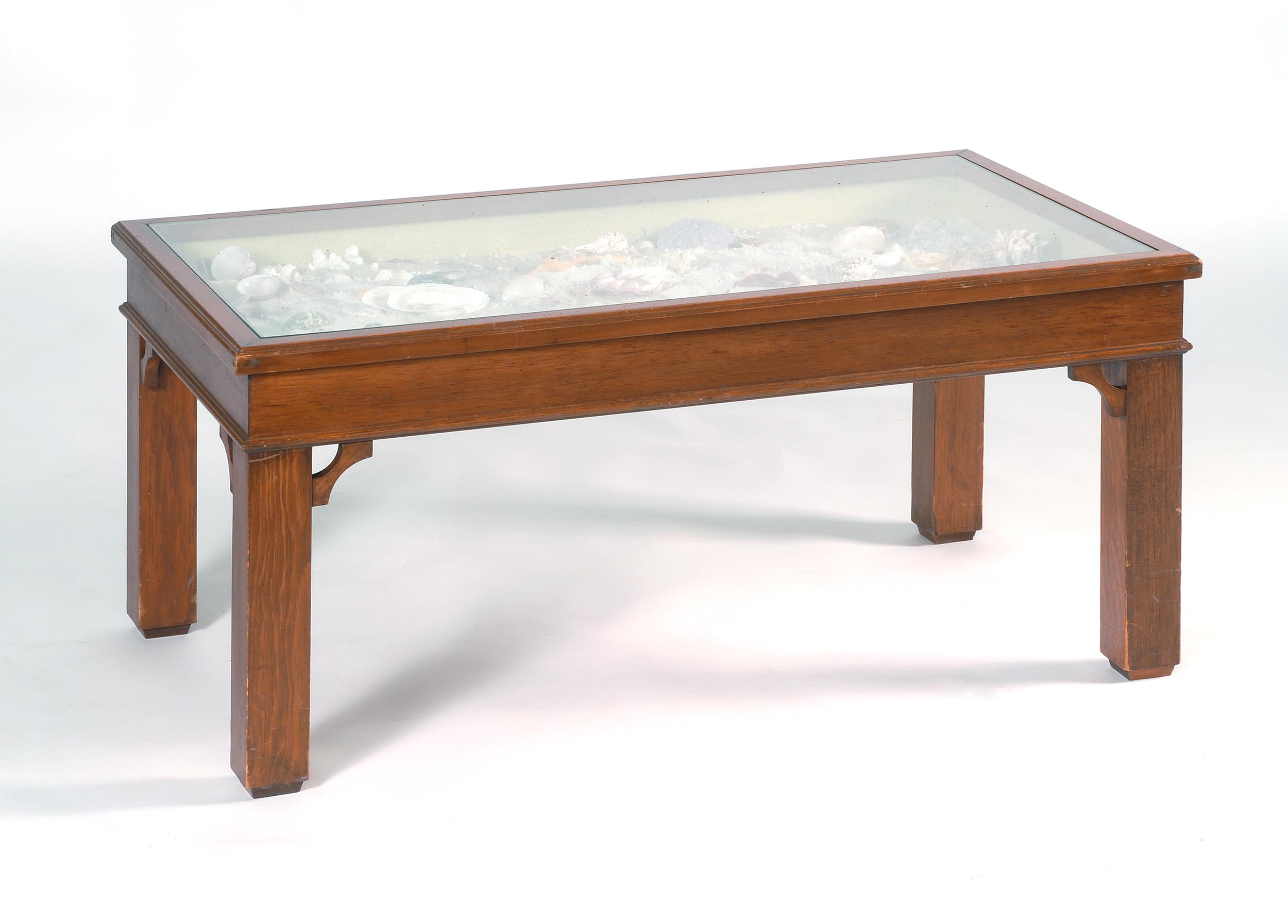 Appraisal: TH CENTURY COFFEE TABLE in mahogany with enclosed display of