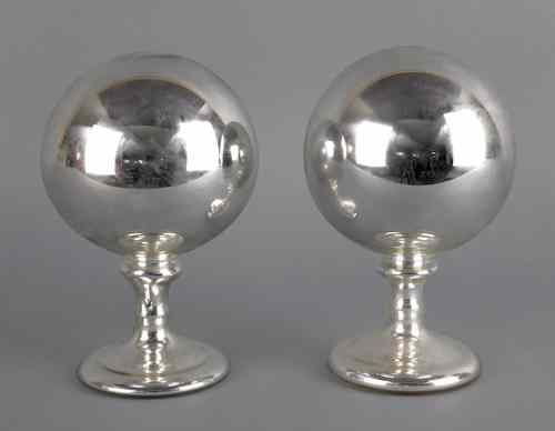 Appraisal: Pair of mercury glass witching balls h