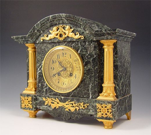 Appraisal: TIFFANY CO MARBLE MANTLE CLOCK Japy Freres movement marked Tiffany