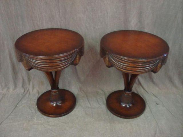 Appraisal: Pair of Neoclassical Style End Tables Tassel form From a