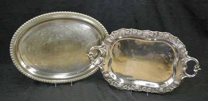 Appraisal: Group of Two Silverplate Platters one a Sheffield-plate oblong two-handled