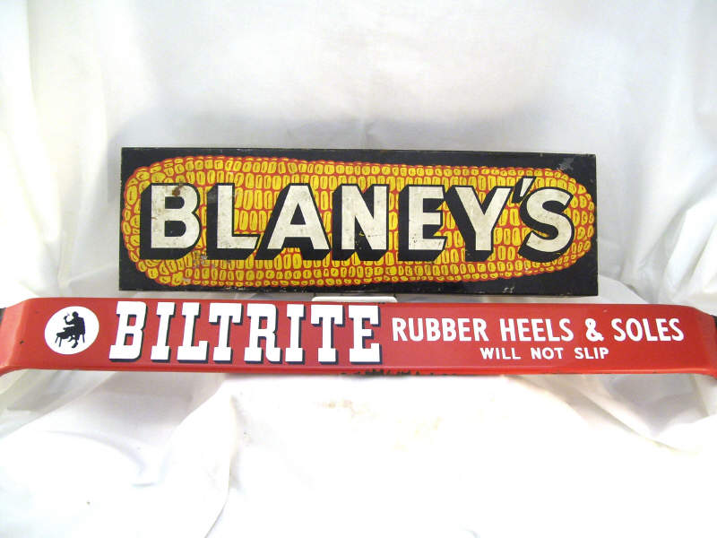 Appraisal: - Advertising Signs Includes Blaneys tin advertising sign Measures x