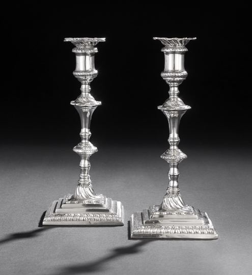 Appraisal: Pair of Georgian Old Sheffield Plate Candlesticks fourth quarter th