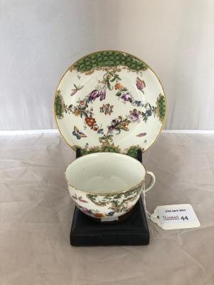 Appraisal: A Hoschst teacup and saucer circa painted to the rim