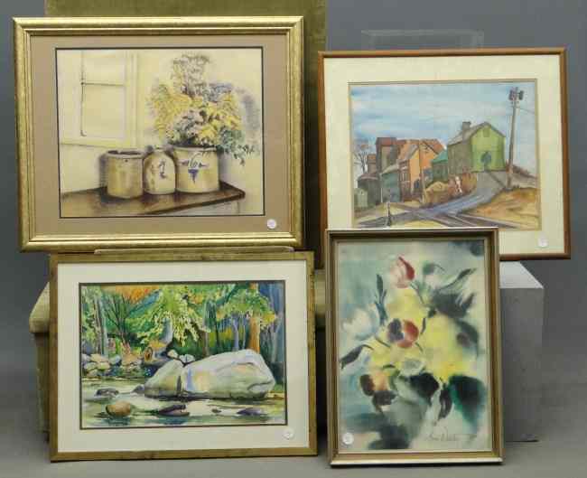 Appraisal: Lot pcs artwork including watercolor signed ''Fran Walter'' '' x