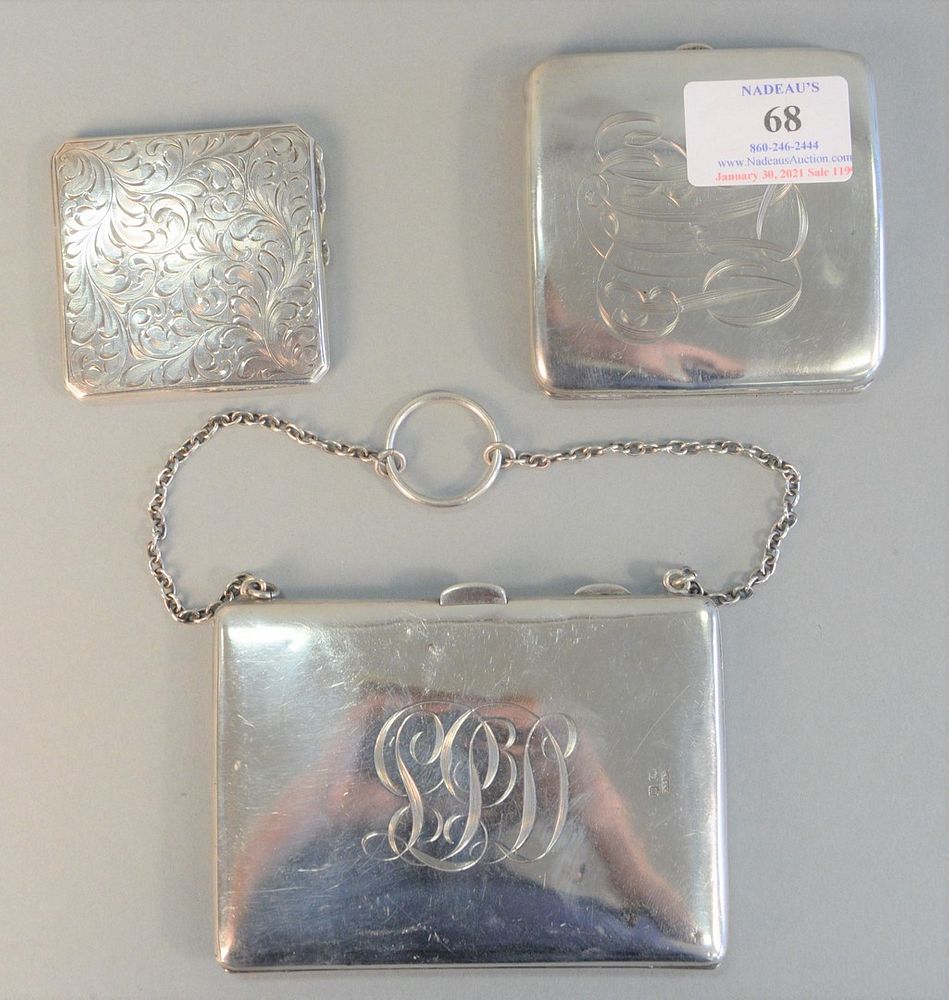 Appraisal: Three Piece Sterling Silver Lot all with hinged lids one