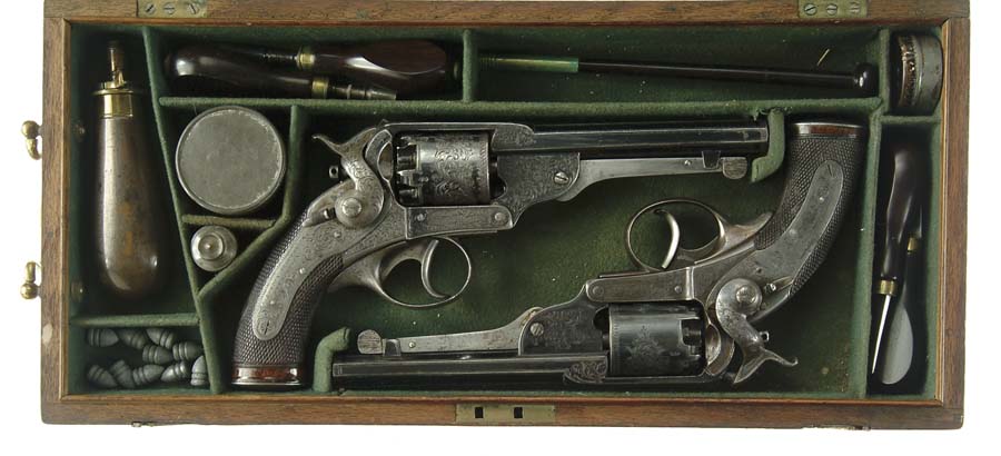 Appraisal: EXTRAORDINARILY RARE CASED ENGRAVED PAIR OF CIVIL WAR ERA LONDON