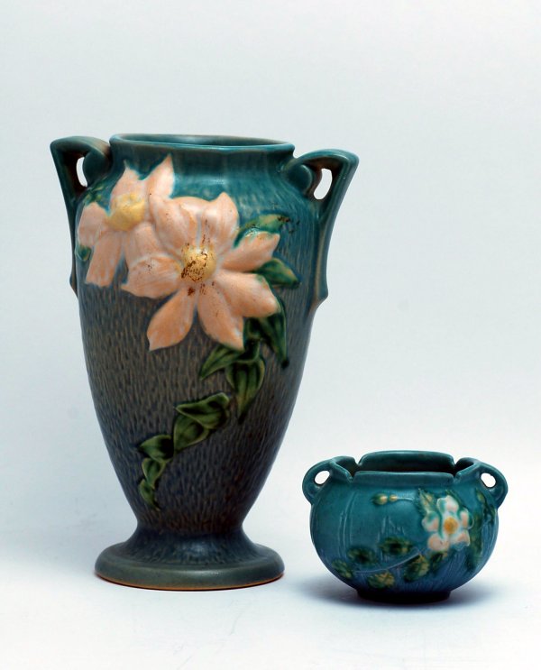 Appraisal: Two pieces of Roseville One two handled vase in the