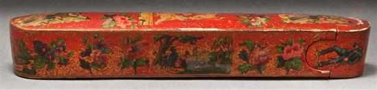 Appraisal: Continental papier mache pen case and brass inkwell Estimate -