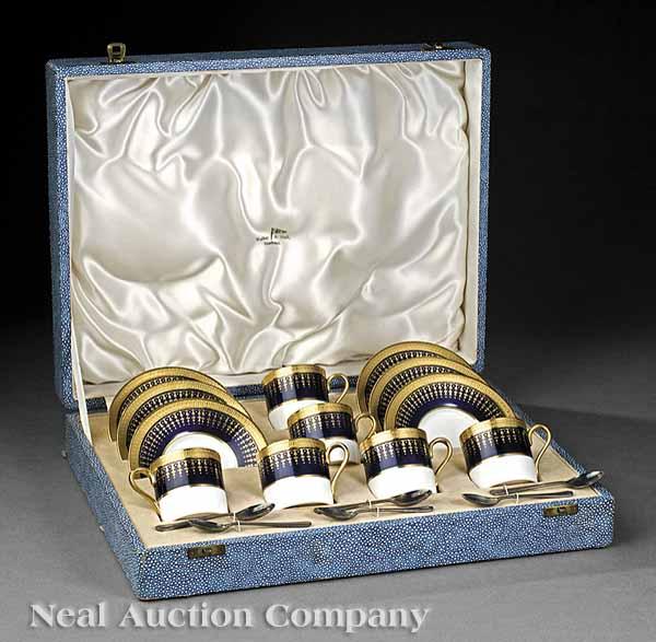 Appraisal: An Antique English Cobalt and Gilt Porcelain Demitasse Set late