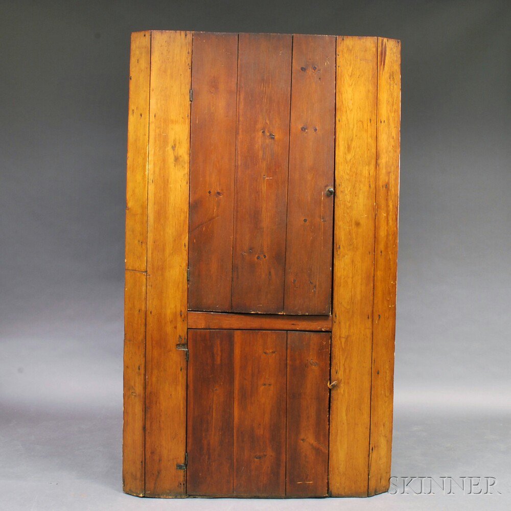 Appraisal: Country Pine Corner Cupboard America late th early th century