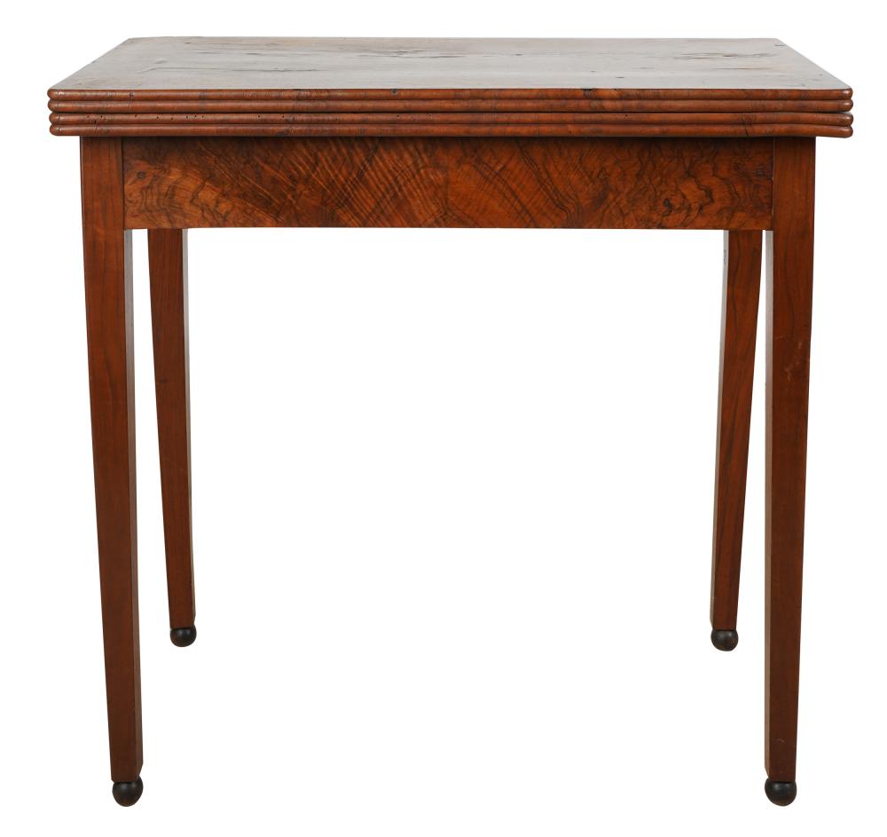 Appraisal: ENGLISH WALNUT GAME TABLEwith hinged top inches wide inches deep