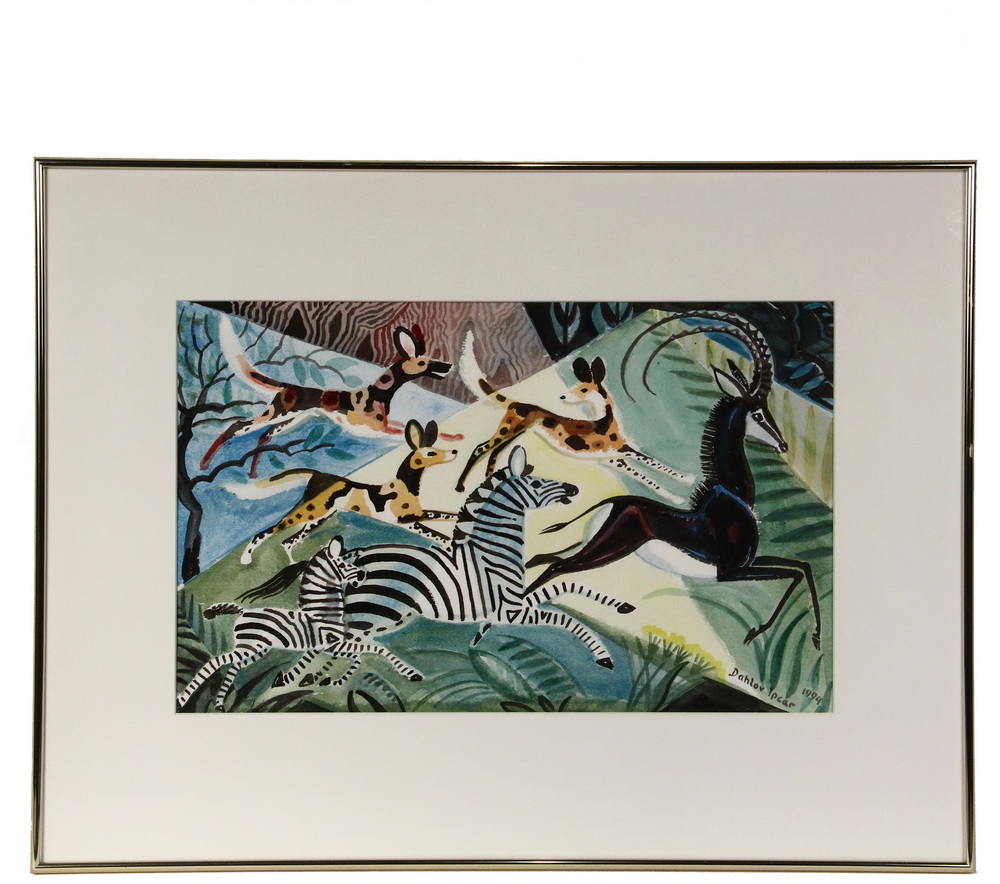 Appraisal: DAHLOV IPCAR ME - - Wild Dog Hunt watercolor on