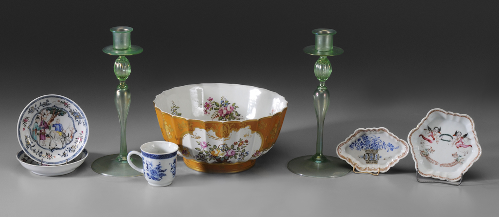 Appraisal: Assorted Porcelain and Glass Ware porcelain bowl with fluted sides