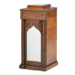 Appraisal: GEORGE III STYLE MAHOGANY URN PEDESTAL Mirrored door and clustered