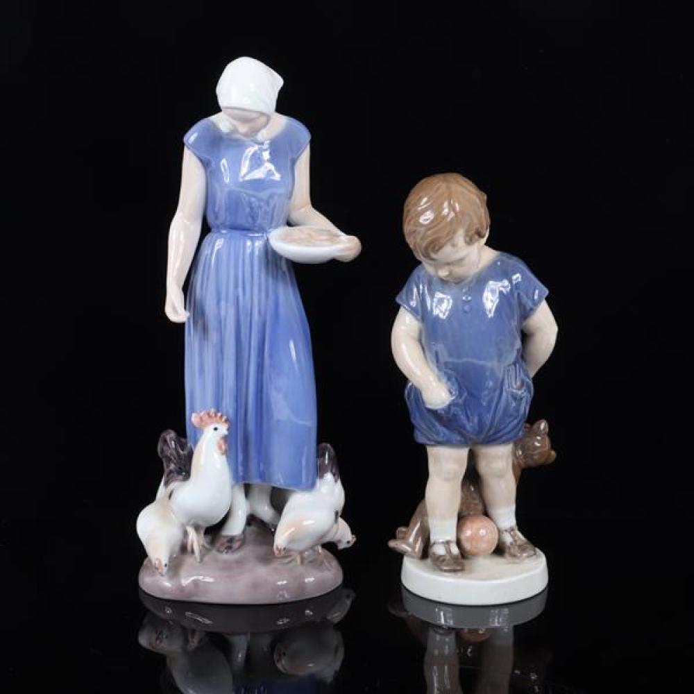 Appraisal: TWO BLUE AND WHITE DANISH PORCELAIN FIGURINES ROYAL COPENHAGEN BOY