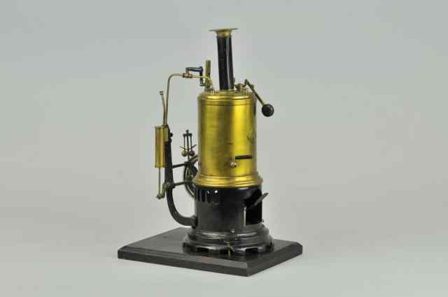 Appraisal: CARETTE VERTICAL STEAM ENGINE Large brass boiler black fire box