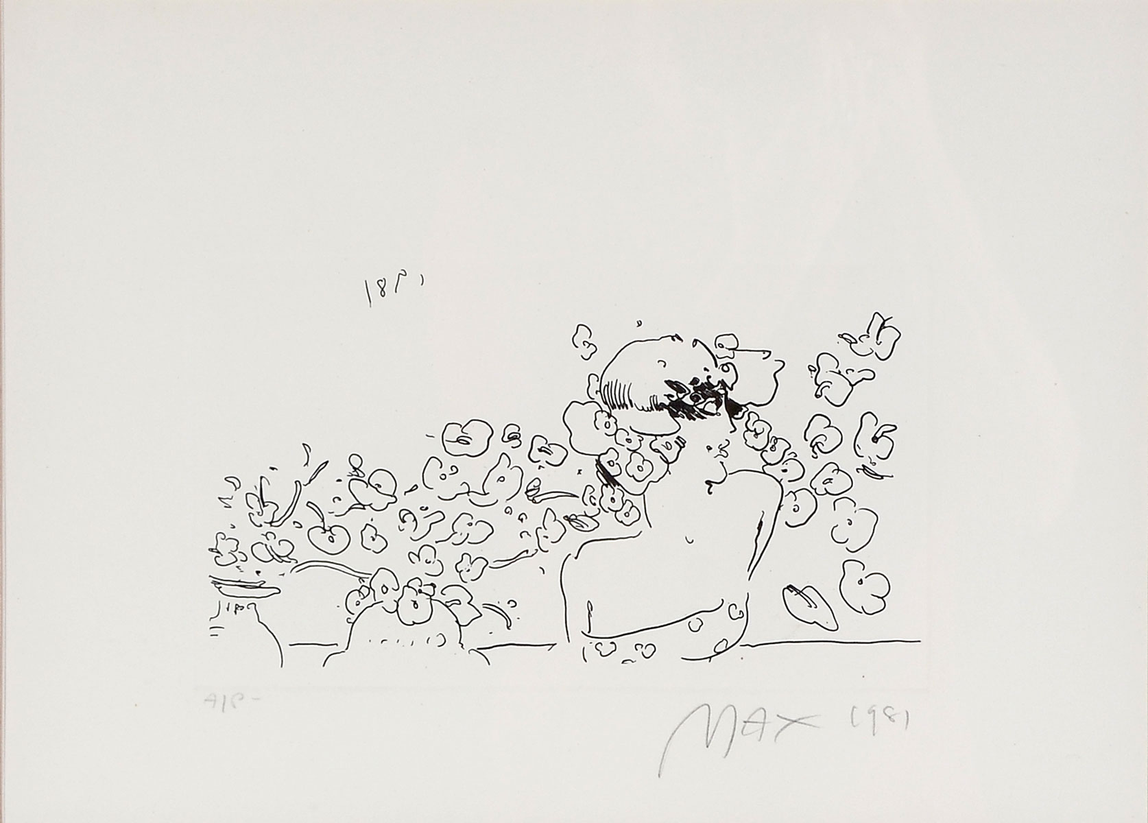 Appraisal: MAX Peter German Woman with Flowers Etching sight size ''