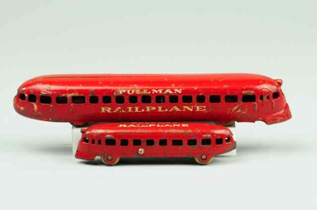 Appraisal: TWO ARCADE RAIL PLANES Both painted in red cast iron