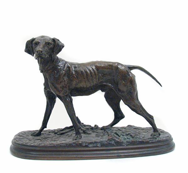 Appraisal: A French patinated bronze model of a pointer cast after