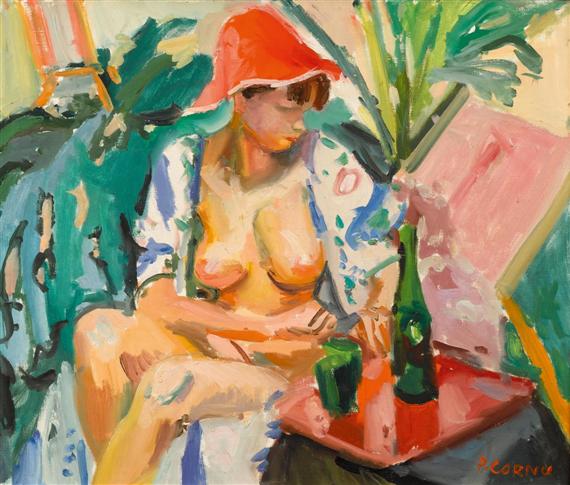 Appraisal: CORNU PIERRE - Undressed woman in a garden Oil on