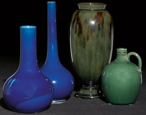 Appraisal: CHELSEA KERAMIC ART WORKS Four glazed vases including a jug