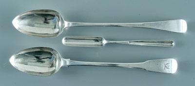 Appraisal: Three pieces English silver London George III serving spoon fiddle