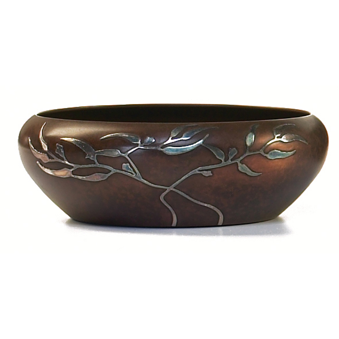 Appraisal: Heintz bowl sterling on bronze applied floral design original patina