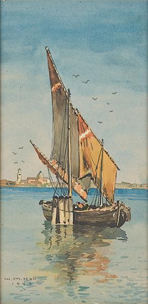 Appraisal: W M HALL BRITISH - Venetian Harbor Scenewatercolor on paper