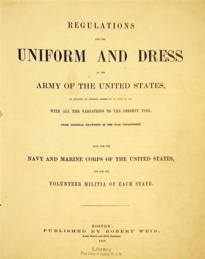 Appraisal: vol Regulations for The Uniform and Dress of The Army