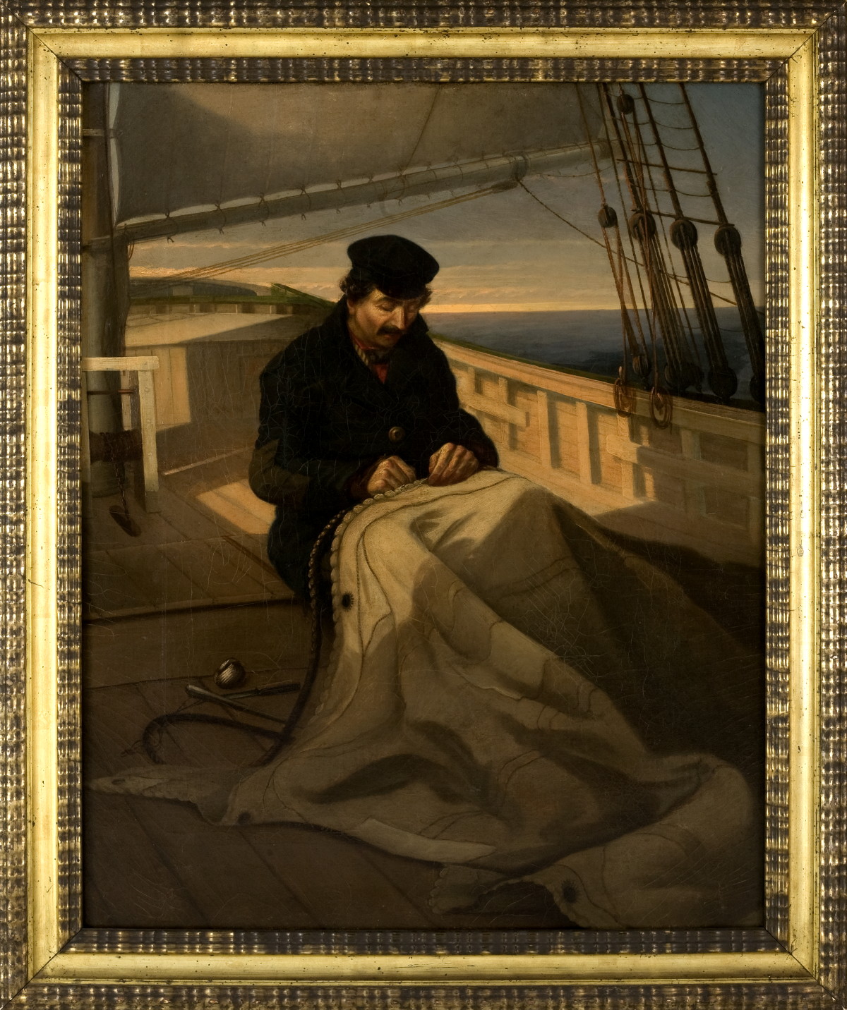 Appraisal: THE SAILMAKER Oil on canvas x inches Literature Jack Tar