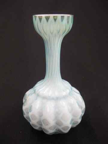 Appraisal: Victorian Satin Art Glass Vase Mother-of-pearl background coin spot elongated