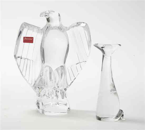 Appraisal: Two Baccarat Glass Mascots comprising an eagle with spread wings