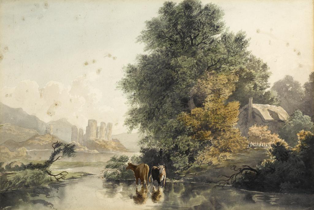 Appraisal: ATTRIBUTED TO JOHN GLOVER - LANDSCAPE WITH CATTLE WATERING BY