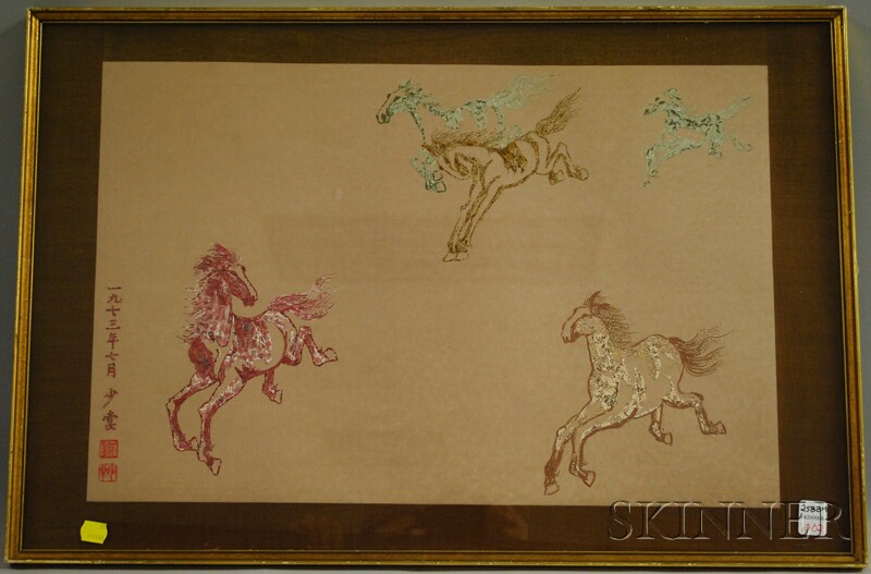 Appraisal: Contemporary Asian Print th century depicting four horses x in