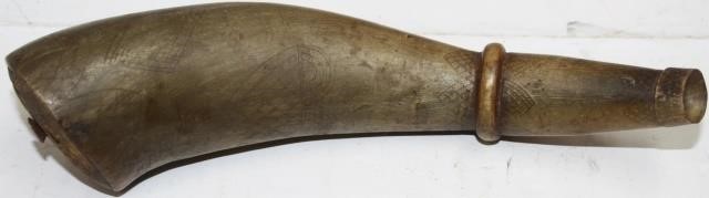 Appraisal: LATE TH CENTURY AMERICAN POWDER HORN ENGRAVED C R ENGRAVED