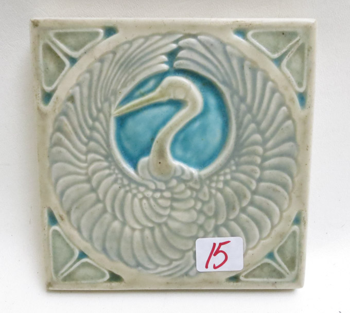 Appraisal: ROOKWOOD ART POTTERY TRIVET footed square form with crane motif