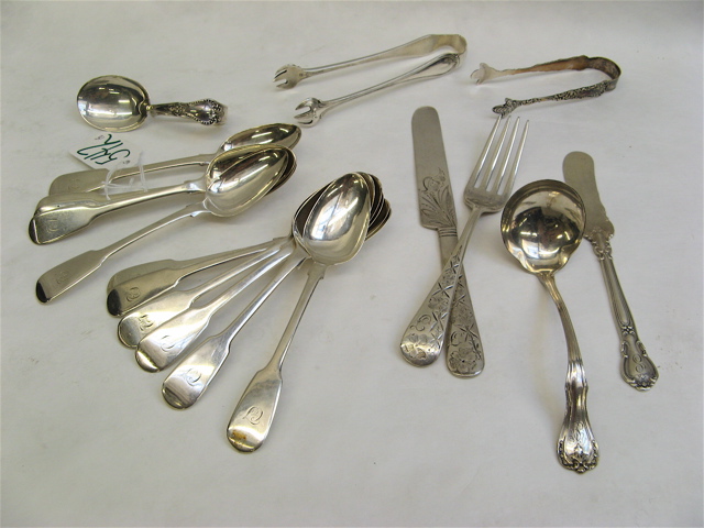 Appraisal: EIGHTEEN PIECES STERLING SILVER FLATWARE various Silversmiths and patterns Includes