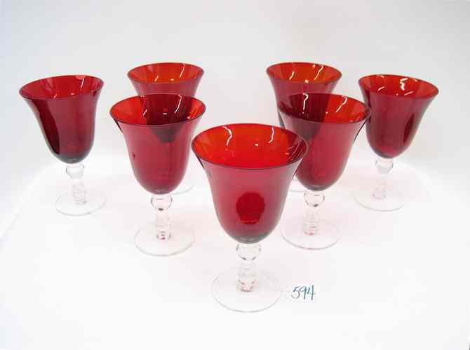 Appraisal: SET OF SEVEN RUBY RED GOBLETS with red bowl on