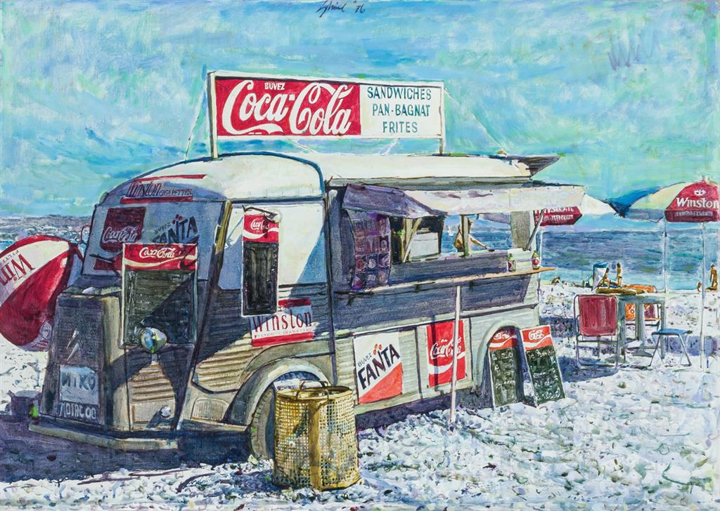 Appraisal: SHIRL GOEDIKE American b Snack Truck on the Beach oil