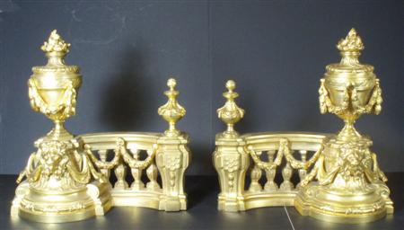 Appraisal: A Louis XV style gilt bronze chenet and fender of