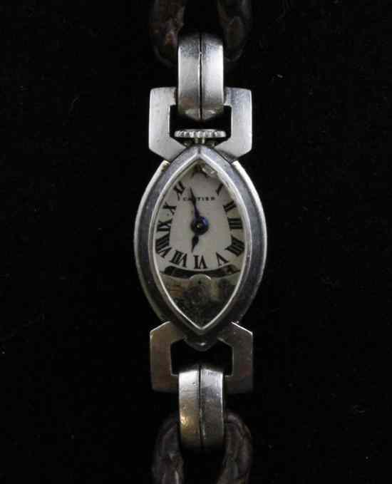 Appraisal: A lady's 's platinum top winding wrist watch the dial