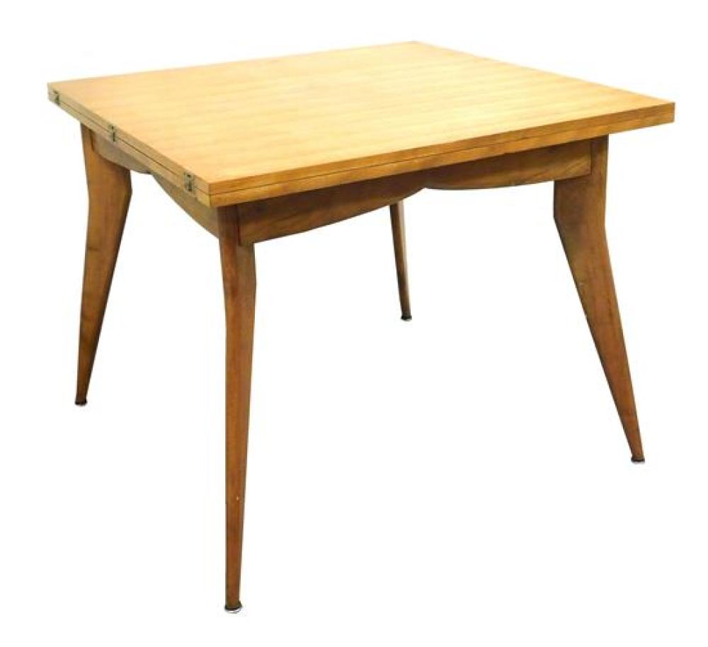 Appraisal: Mid-century dining table folding top splay legs wear consistent with