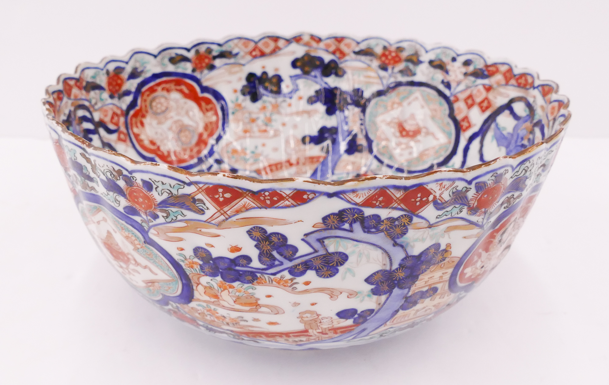 Appraisal: Japanese Meiji Imari Large Scalloped Bowl- '' diameter